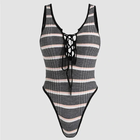 Cider NWT Deep V Bodycon Bodysuit, Medium - Picture 1 of 4